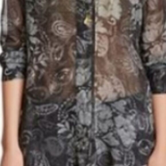 Da-Nang silk button-down sheer long sleeve, xs - Picture 5 of 8